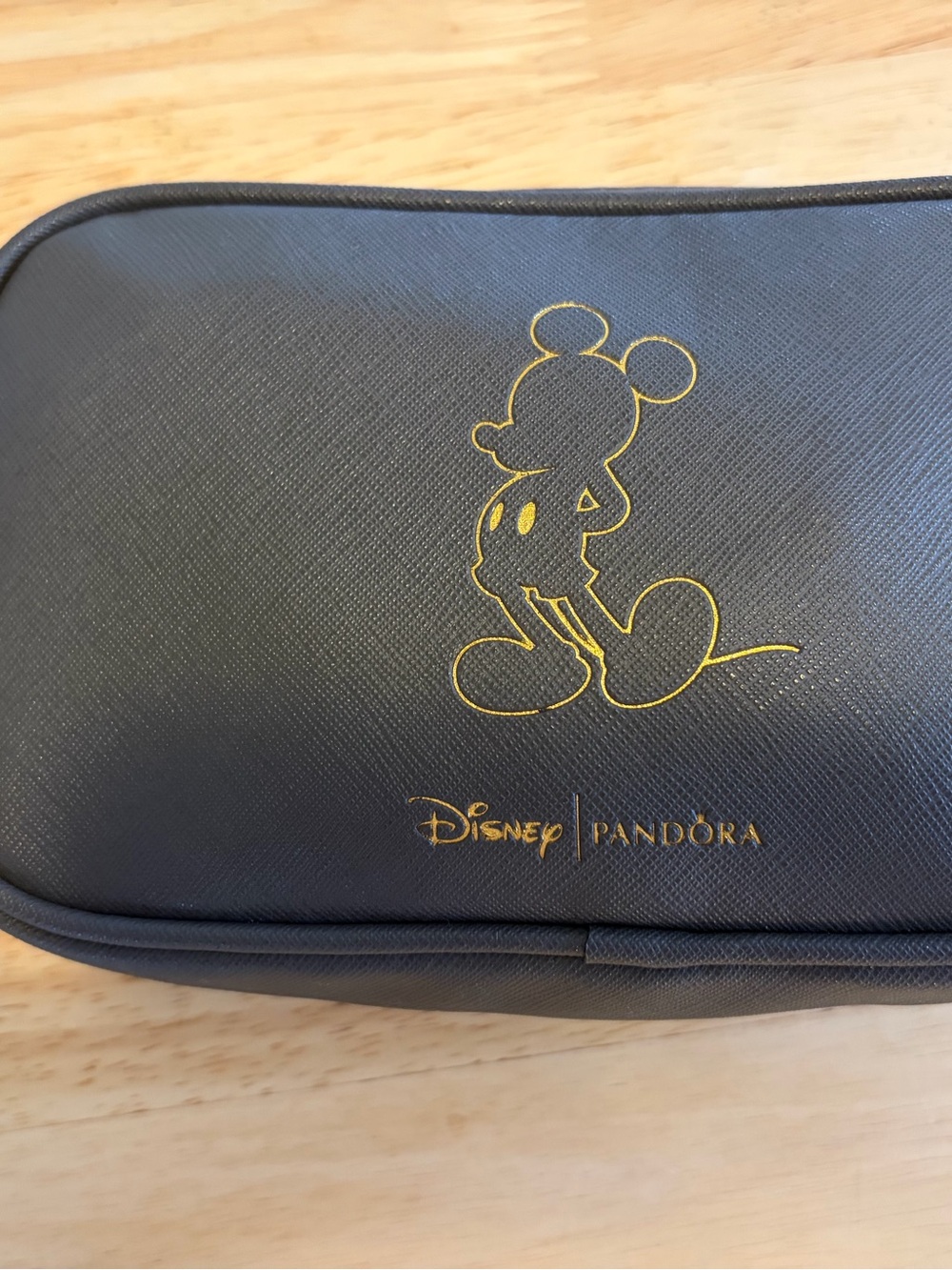 Disney Pandora Black Travel Jewelry Pouch with Gold Mickey Outline